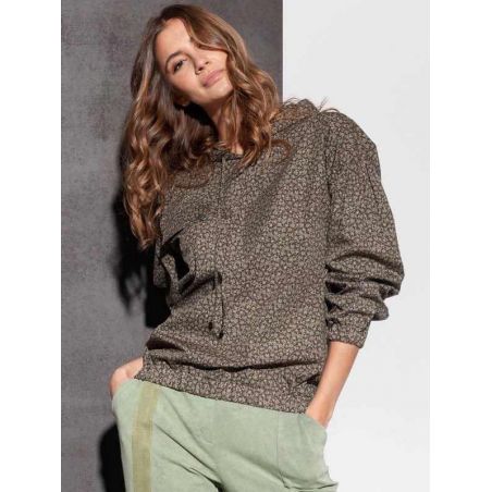 Bluza w drobny kwiatowy wzorek z kapturem