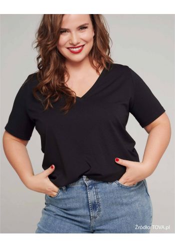T-shirt w serek Basic Black TOVA - 3