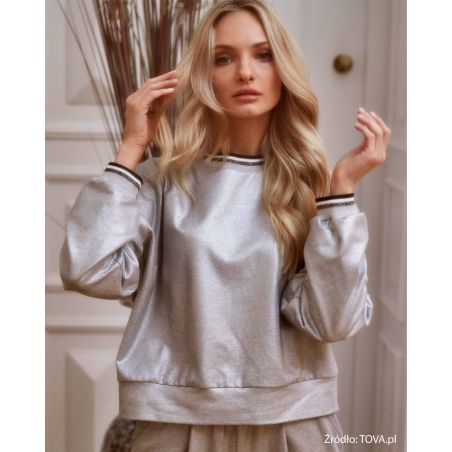 Srebrna bluza Silver Spring z ozdobnymi ściągaczami