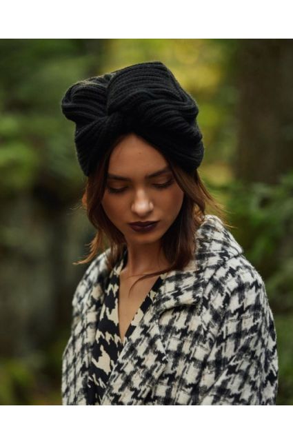 Twist - czapka typu turban z fantazyjnym supłem, czarna TOVA - 1
